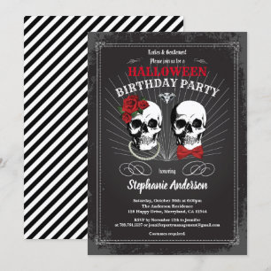 Halloween Geburtstagsparty gotisch schwarz rot Einladung