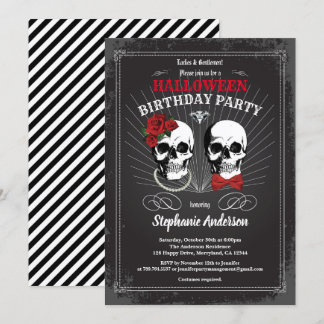 Halloween Geburtstagsparty gotisch schwarz rot Einladung