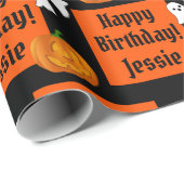 Halloween Geburtstagsperson Personalize Name Pumpk Geschenkpapier (Rolleneckpunkt)