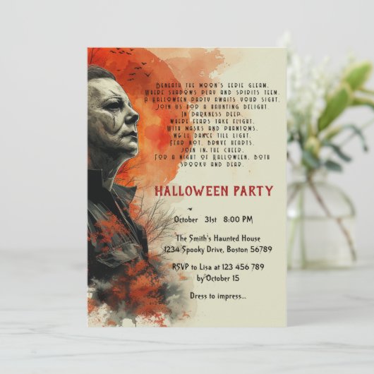 Halloween-Gedicht Einladung (Stehend Vorderseite)