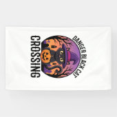 Halloween Gefahr Schwarze Katze Überquerung Banner (Horizontal)