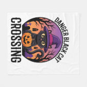Halloween Gefahr Schwarze Katze Überquerung Fleecedecke (Vorderseite (Horizontal))