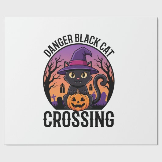 Halloween Gefahr Schwarze Katze Überquerung Geschenkpapier (Flach)