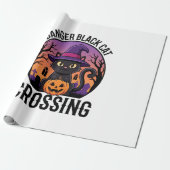 Halloween Gefahr Schwarze Katze Überquerung Geschenkpapier (Ungerollt)
