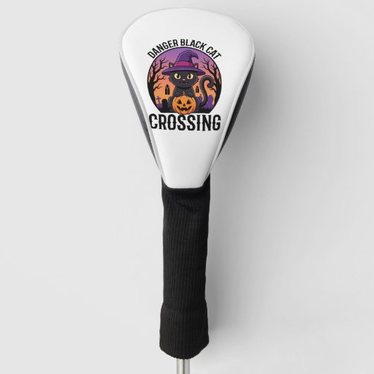 Halloween Gefahr Schwarze Katze Überquerung Golf Headcover (Vorderseite)