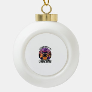 Halloween Gefahr Schwarze Katze Überquerung Keramik Kugel-Ornament