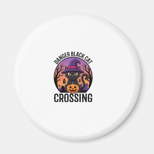 Halloween Gefahr Schwarze Katze Überquerung Magnet (Vorne)