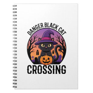 Halloween Gefahr Schwarze Katze Überquerung Notizblock