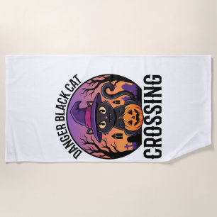 Halloween Gefahr Schwarze Katze Überquerung Strandtuch