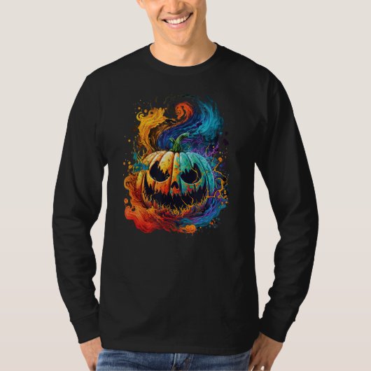 Halloween Gefärbte Krawatte Pumpkin Kürbislaterne T-Shirt (Vorderseite)