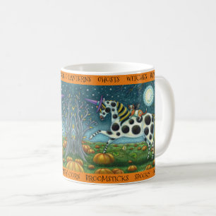 HALLOWEEN GEFLECKTES PONY & FLEDERMAUS KATZE Launi Kaffeetasse