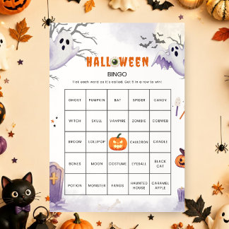 Halloween gefülltes Bingo-Spiel | Gruselige Party- Einladung
