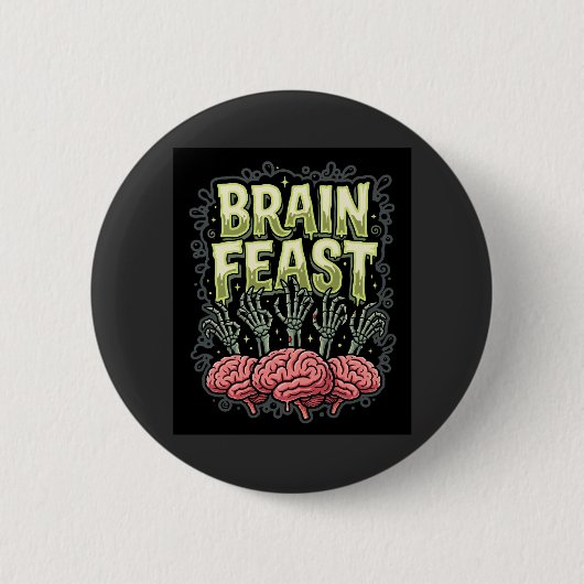Halloween-Gehirnschmaus Zombie Hände Vektor Design Button (Vorderseite)