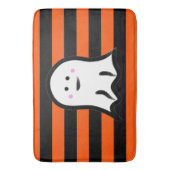 Halloween-Geist auf schwarzen und orangen Streifen Badematte (Vorderseite Vertikal)