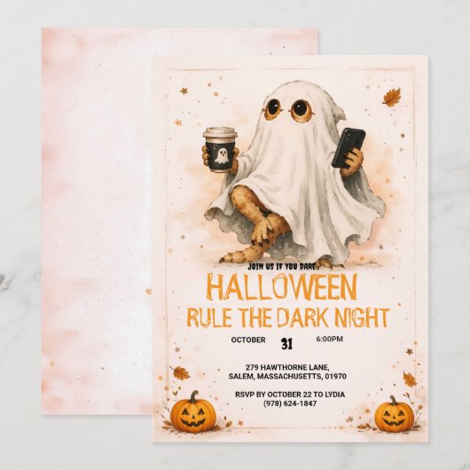Halloween-Geist-Bartagame-Kunst Einladung (Vorne/Hinten)