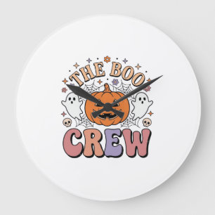 Halloween-Geist Boo Crew Niedlich Gruselig Vintage Große Wanduhr