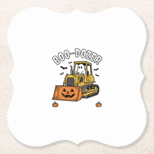 Halloween-Geist Boo Dozer Lustiger Bulldozer_1 Untersetzer (Vorderseite)