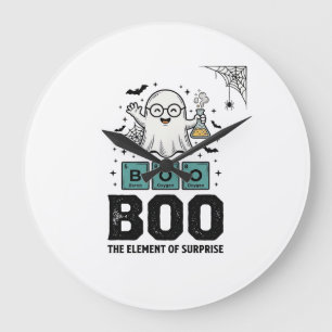 Halloween-Geist Buh Wissenschaft Lustig Vintage_1 Große Wanduhr