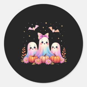 Halloween-Geist Coquette-Schleife Herbst-Kürbis Gr Runder Aufkleber