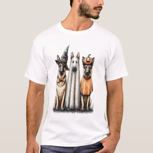 Halloween-Geist Deutsche Schäferhund T-Shirt (Vorderseite)