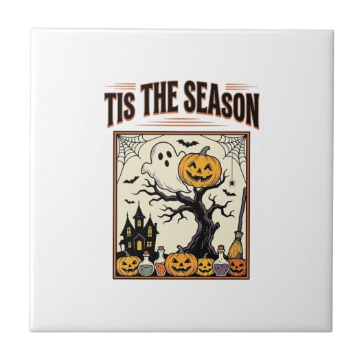 Halloween-Geist Die Saison ist da Spukhaus_1 Fliese (Vorderseite)