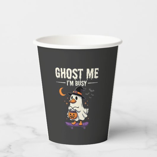 Halloween-Geist-Enten-Skateboard-Design_1 Pappbecher (Vorderseite)
