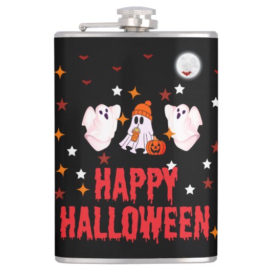 Halloween-Geist-Flasche | Eingewickelt mit gruseli Flachmann (Vorderseite)