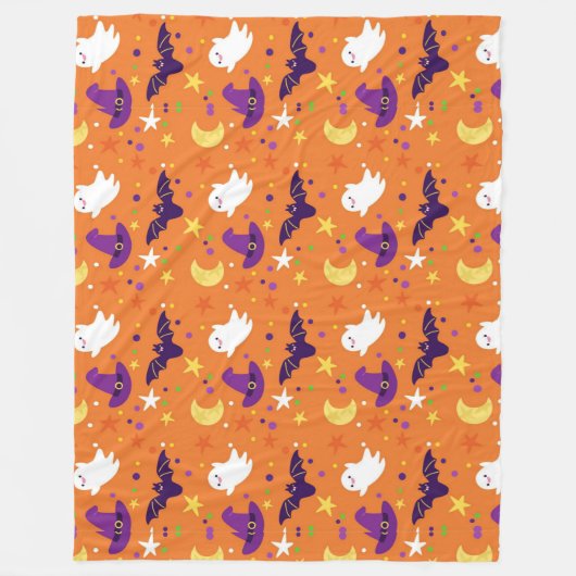 Halloween-Geist, Fledermäuse, Hexenhasen Fleecedecke (Vorderseite)