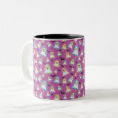 Halloween-Geist, Fledermäuse, Stern, Konfetti Hell Zweifarbige Tasse (Vorderseite Links)