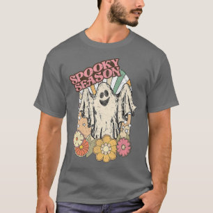 Halloween-Geist Floral Retro Vintage Groovy Grusel T-Shirt