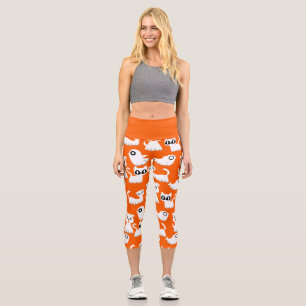 Halloween Geist Frettchen Hund Orange Capri Leggings