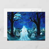 Halloween, Geist, Friedhof, Grabsteine, Kirchenhof Postkarte (Vorne/Hinten)