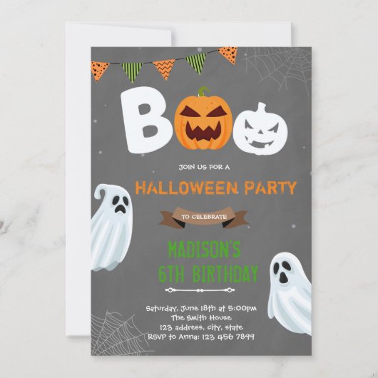 Halloween-Geist-Geburtstagseinladung Einladung (Vorderseite)
