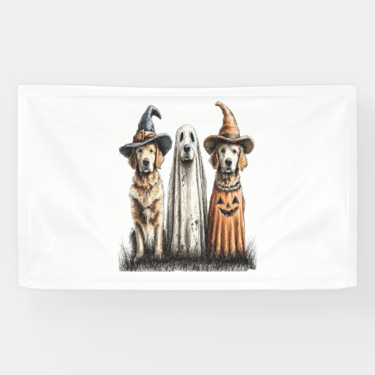 Halloween Geist Golden Retriever Hund Banner (Horizontal)