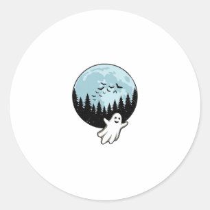 Halloween-Geist Gruseliger Wald Mond Vintage_1 Runder Aufkleber