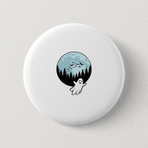 Halloween-Geist Gruselwald Mond Vintage_1 Button