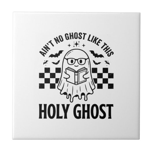 Halloween-Geist Heiliger Geist Lustig Vintage Scha Fliese (Vorderseite)