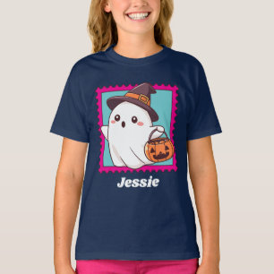 Halloween-Geist-Hexen-Kostüm personalisierter Text T-Shirt