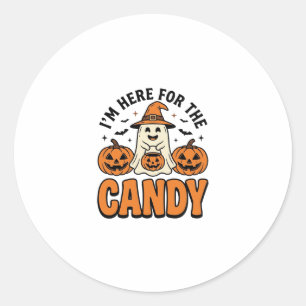 Halloween-Geist hier für die Süßigkeiten Cute Vint Runder Aufkleber