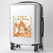 Halloween Geist Hochlandkuh mit Kürbis Aufkleber (Koffer)