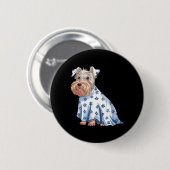 Halloween-Geist-Hund mit Blumen Lustiger Halloween Button (Vorne & Hinten)