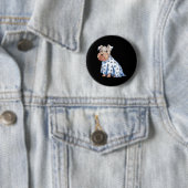Halloween-Geist-Hund mit Blumen Lustiger Halloween Button (Beispiel)