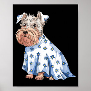 Halloween-Geist-Hund mit Blumen Lustiger Halloween Poster