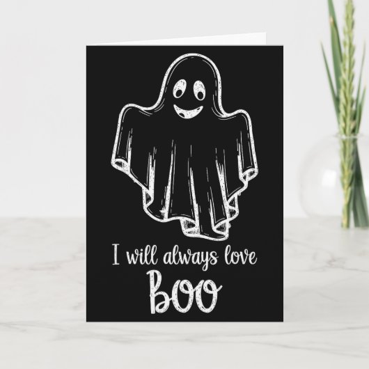 Halloween-Geist Ich werde Boo immer lieben Karte (Vorderseite)