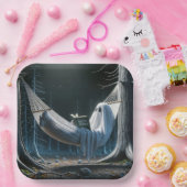 Halloween-Geist in einer Hängematte Pappteller (Party)