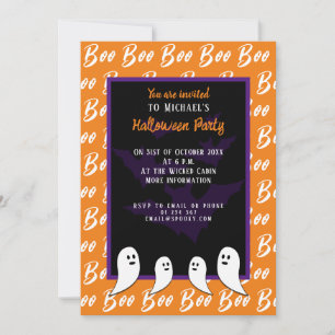 Halloween-Geist in lila orangefarbenem Schwarz Einladung