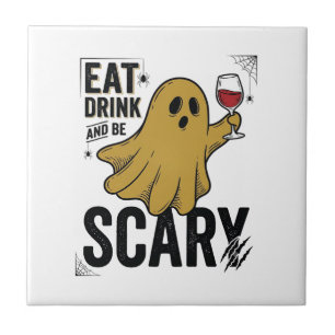 Halloween-Geist Iss Trinke Und Sei Gruselig Vintag Fliese