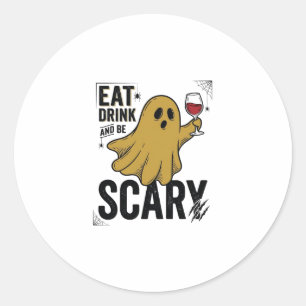 Halloween-Geist Iss Trinke Und Sei Gruselig Vintag Runder Aufkleber