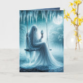 Halloween-Geist isst einen Eiskrem Karte (Gelbe Blume)