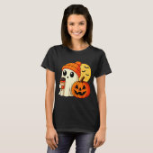 Halloween-Geist-Kaffee-Kürbis-Soky-Saison-Frauen K T-Shirt (Vorne ganz)